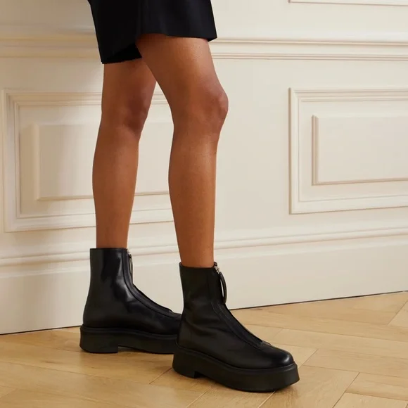 The Row Leather Combat Ankle Boots Size 41 Like New - Picture 12 of 16